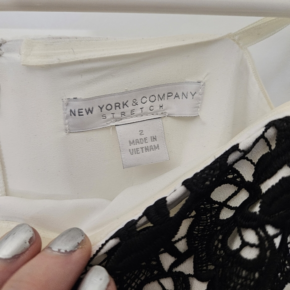 New York & Company Black and White Lace Jumpsuit - Picture 3 of 5